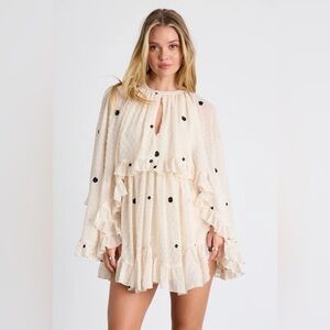 Lulu's Cream and Black Ruffle Dress